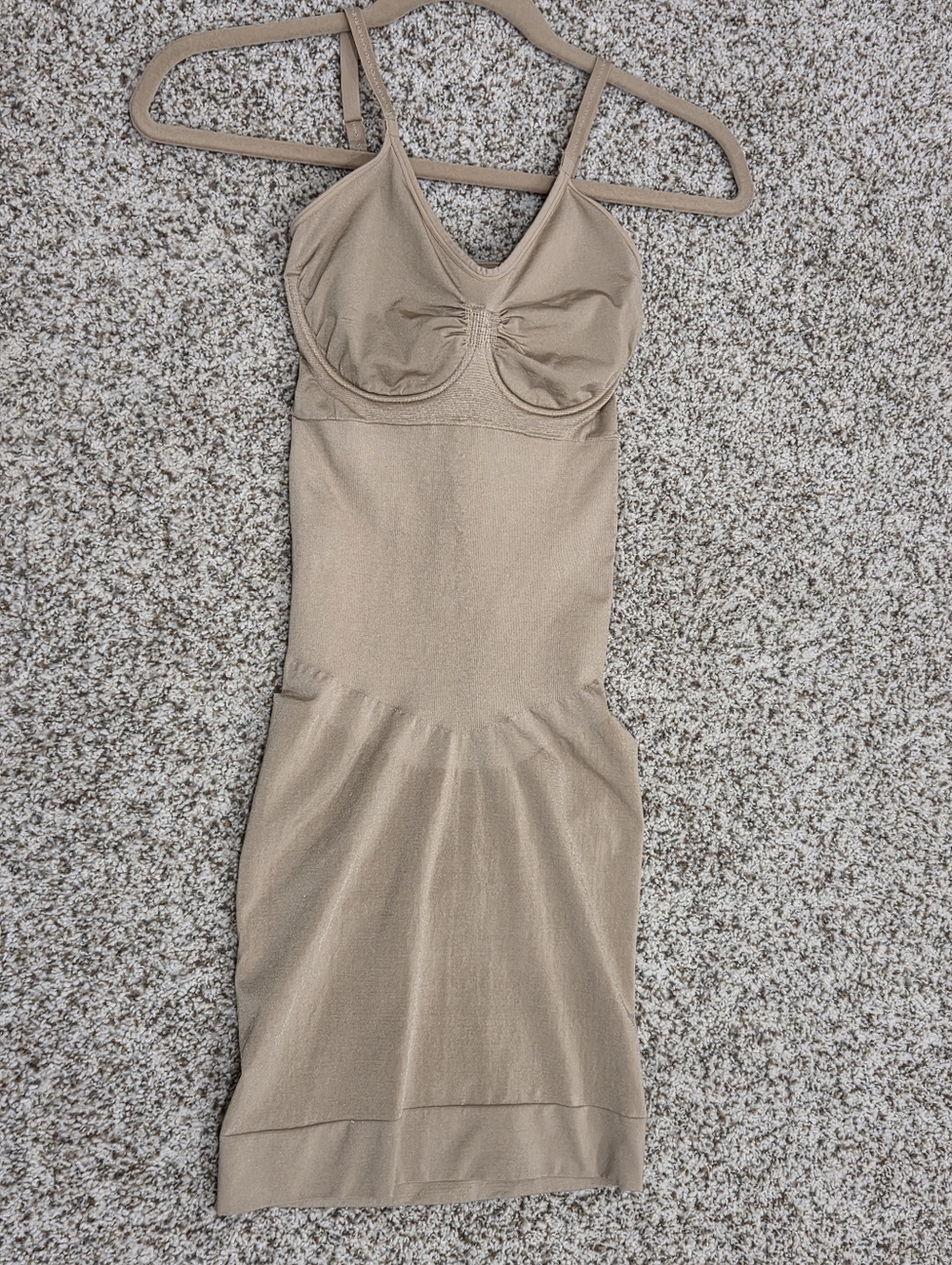 SPANX Beige Slip Bottom Dress Shaper with Built In Underwire Unlined Bra Medium